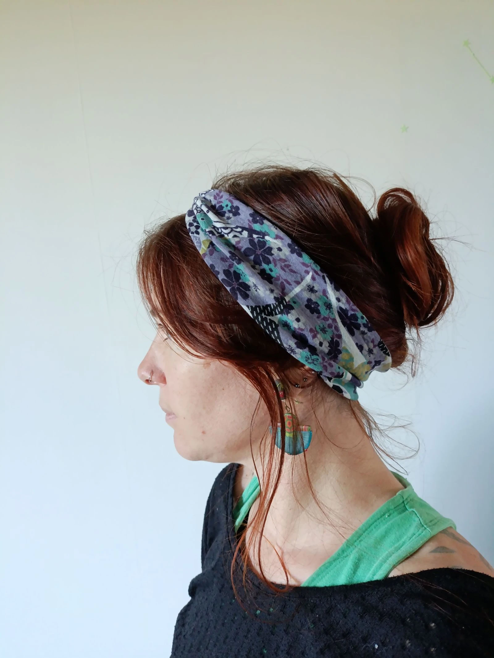 Bandeau cheveux femme petites fleurs bleues - original 
